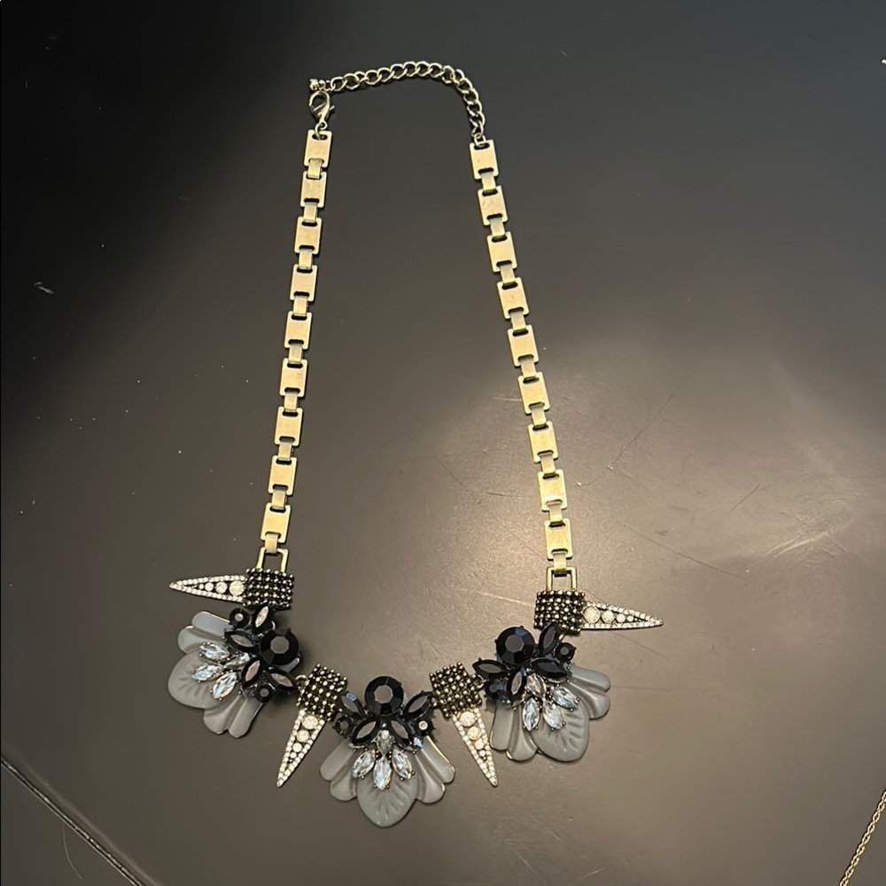 Elegant Black and Silver Statement Necklace